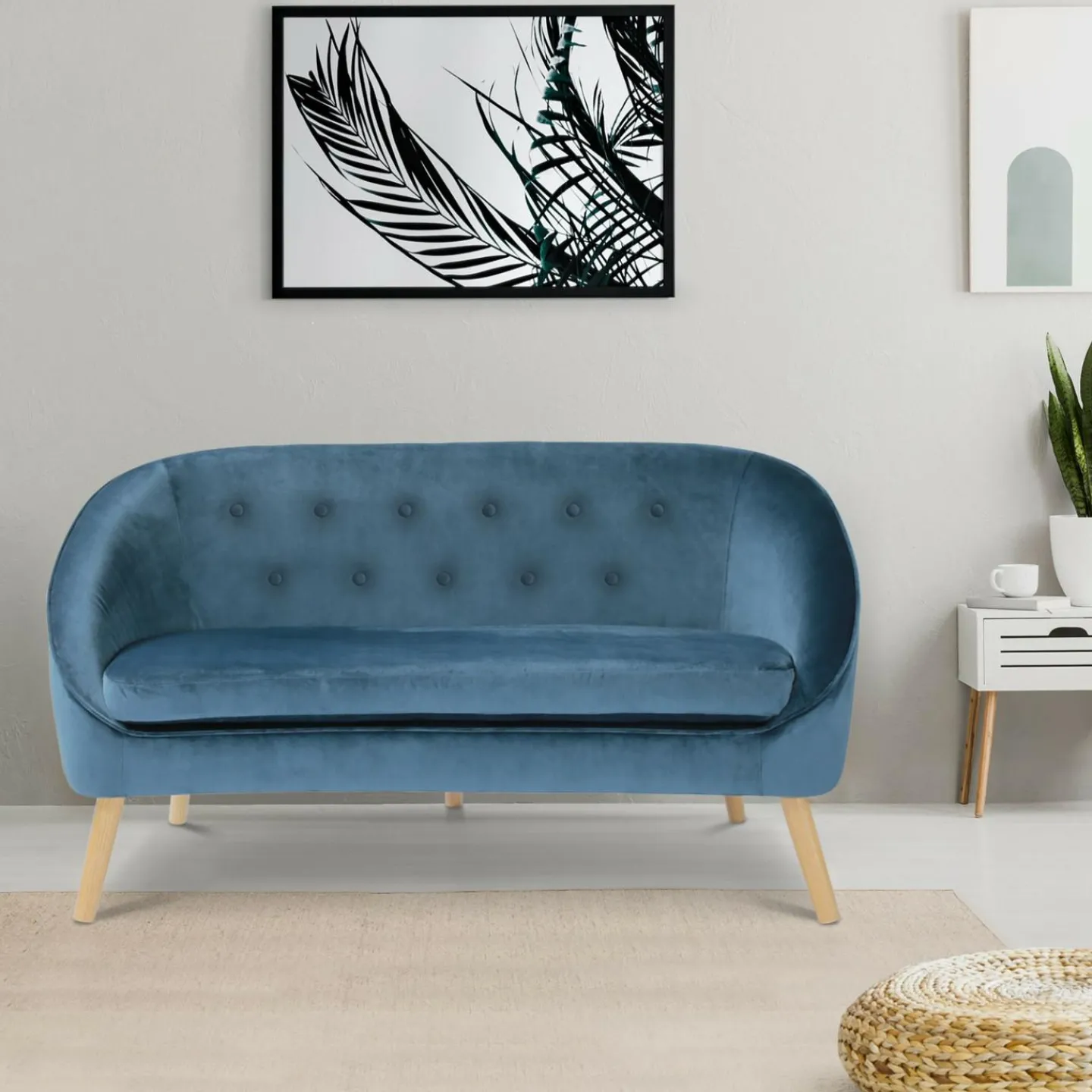 Canapé velours bleu*IDMarket New