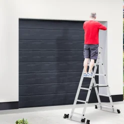 Échafaudage aluminium plateforme modulable avec échelle multifonction, sur roues, 165 cm*IDMarket