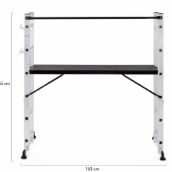 Échafaudage aluminium plateforme modulable avec échelle multifonction, sur roues, 165 cm*IDMarket