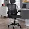 Chaise de bureau ergonomique noire avec roulettes*IDMarket Hot