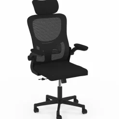 Chaise de bureau ergonomique noire avec roulettes*IDMarket Hot