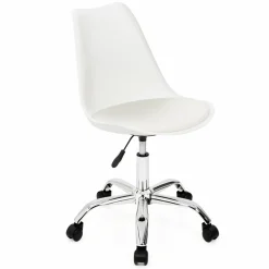 Chaise de bureau scandinave blanche à roulettes*IDMarket Online