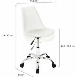 Chaise de bureau scandinave blanche à roulettes*IDMarket Online