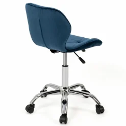 Chaise de bureau velours bleu à roulettes*IDMarket Clearance