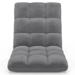 Chaise de sol pliante 15 positions en velours gris anthracite*IDMarket Best
