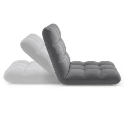 Chaise de sol pliante 15 positions en velours gris anthracite*IDMarket Best