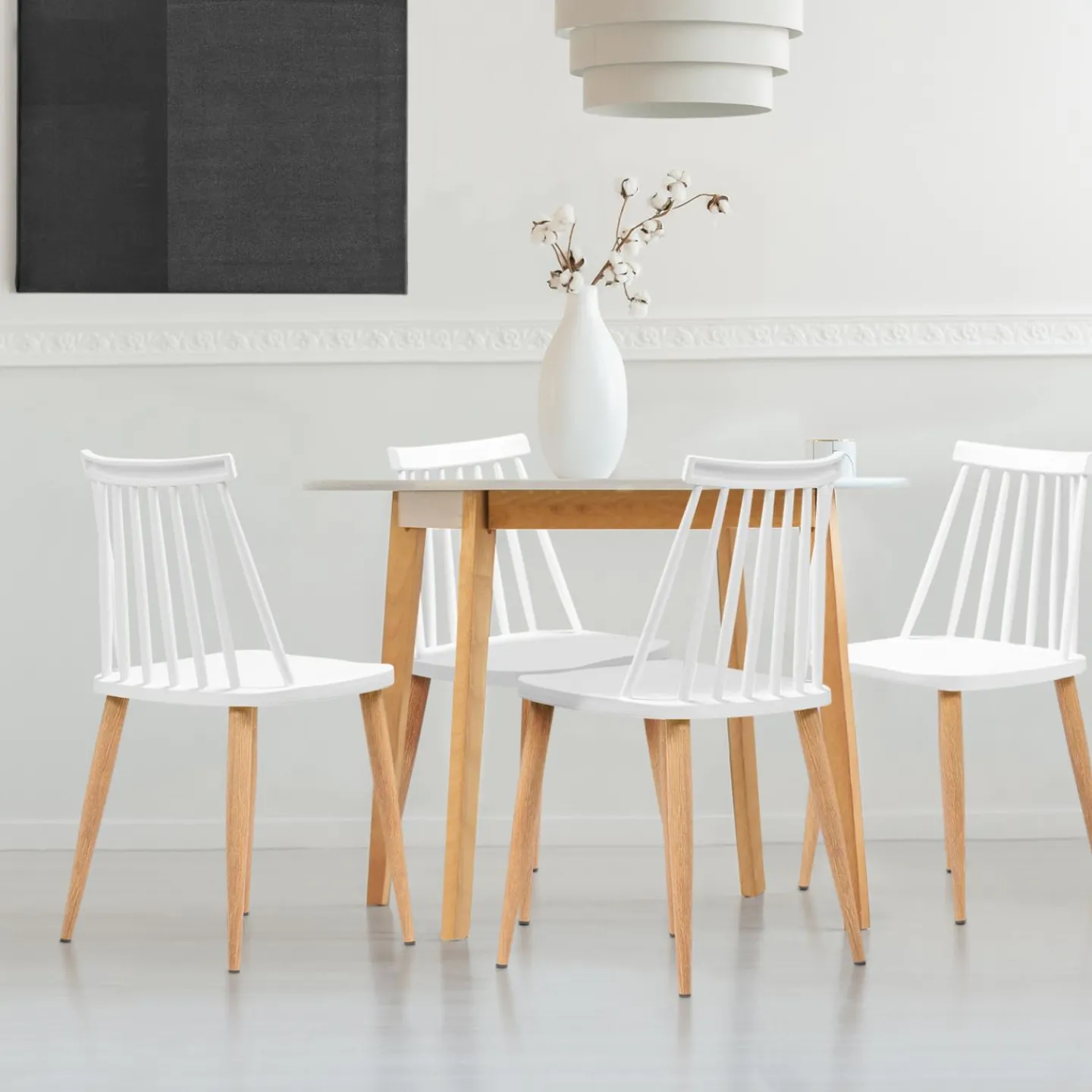 Chaises à barreaux blanches style scandinave*IDMarket Online