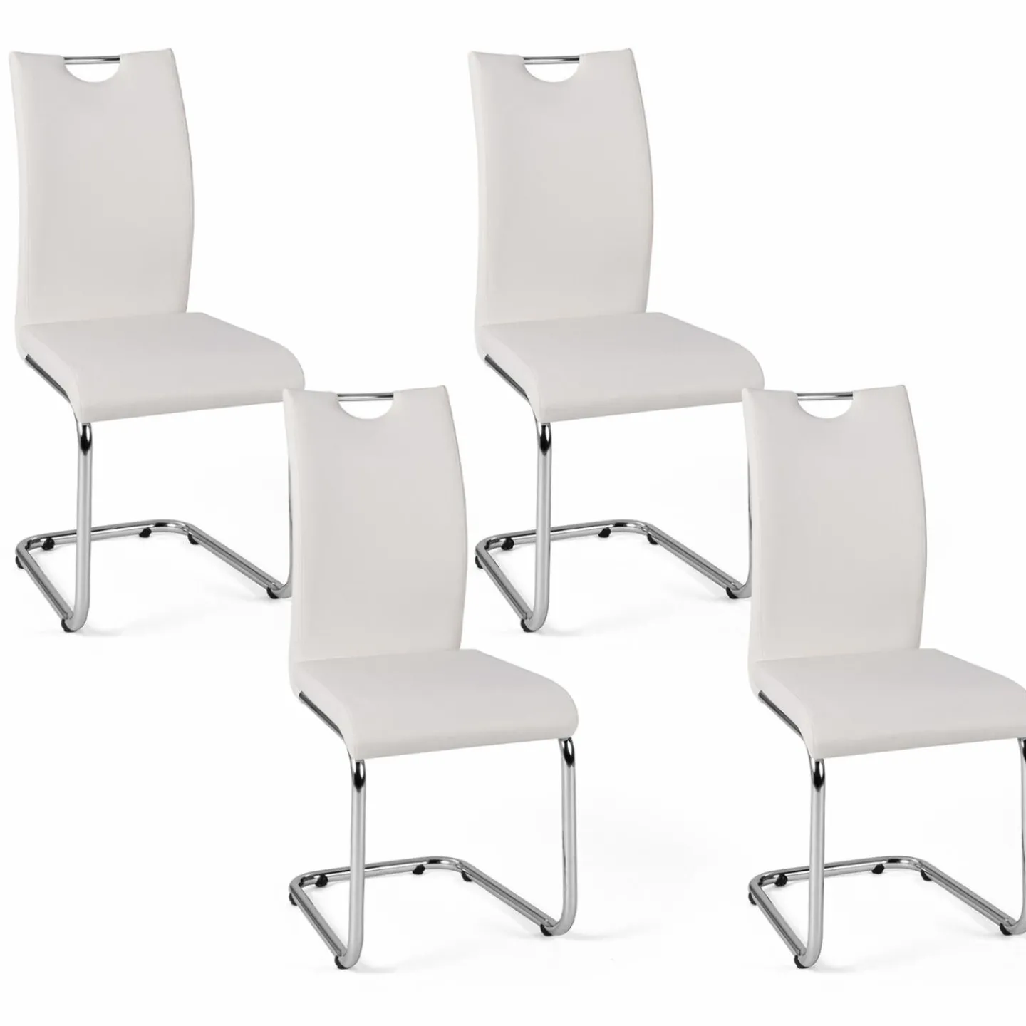 Chaises blanches avec poignée pour salle à manger*IDMarket Sale