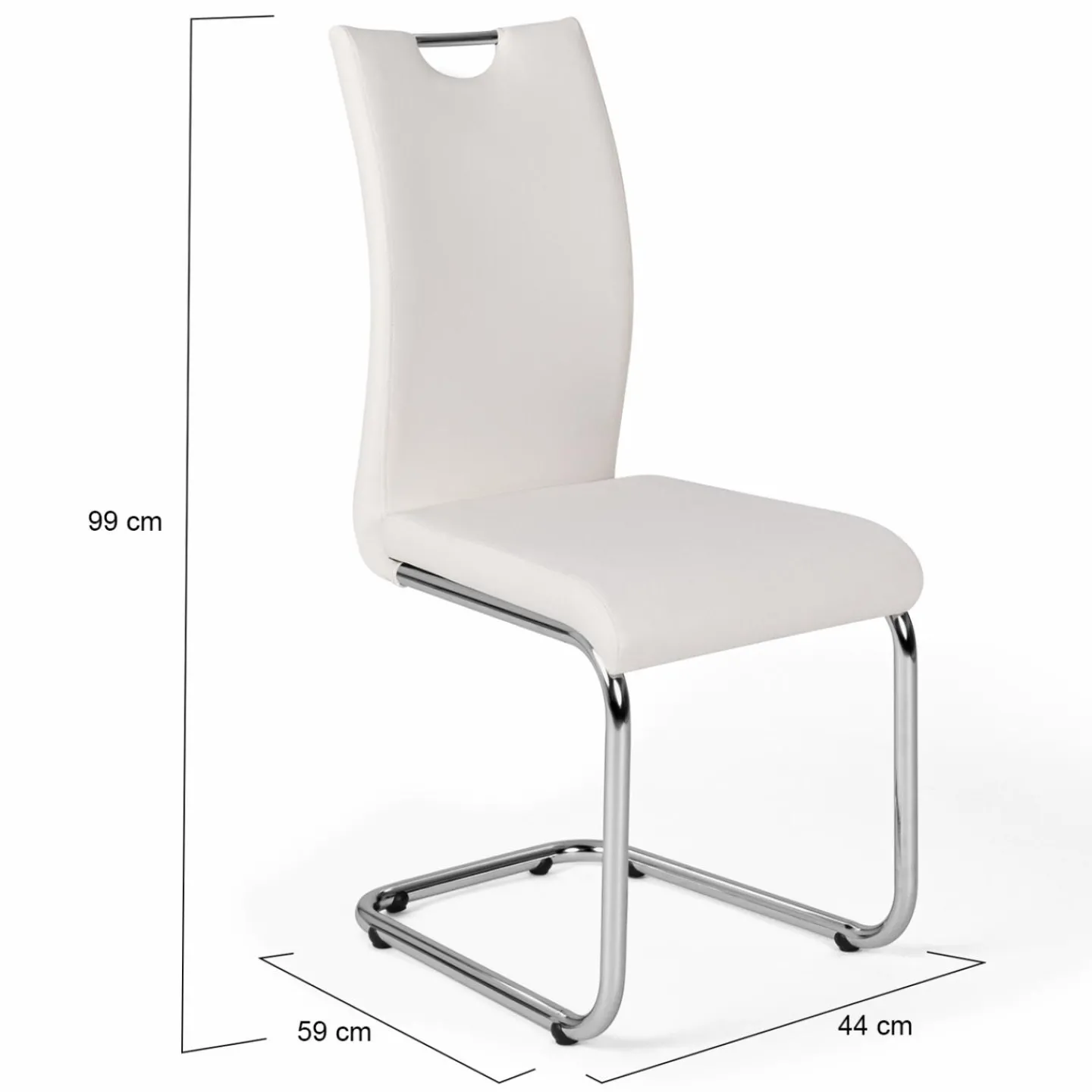 Chaises blanches avec poignée pour salle à manger*IDMarket Sale