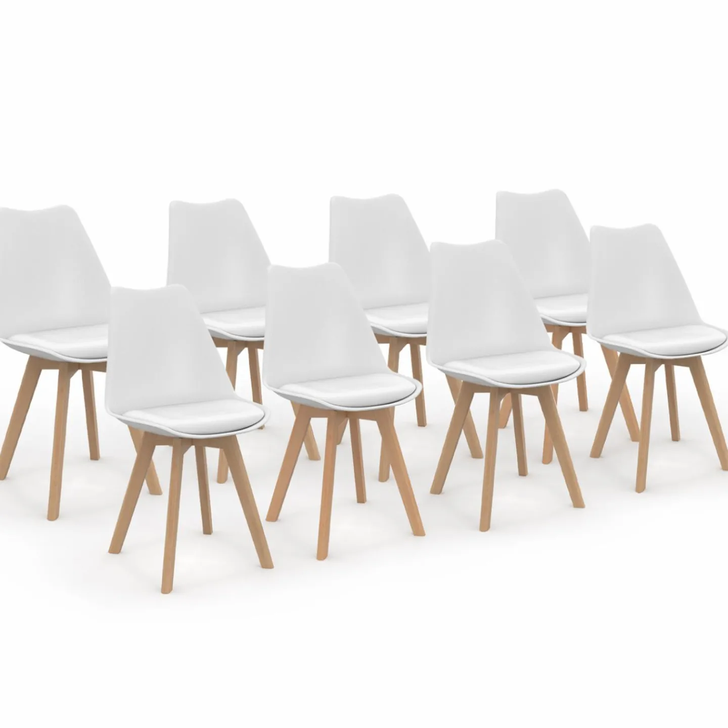 Chaises blanches scandinaves salle à manger : lot de 8*IDMarket Clearance