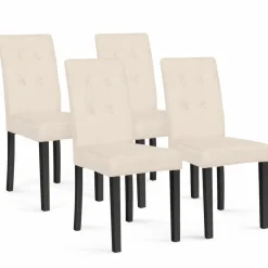 Chaises capitonnées en velours beige pieds noirs : lot de 4*IDMarket New