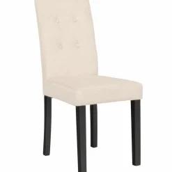 Chaises capitonnées en velours beige pieds noirs : lot de 4*IDMarket New
