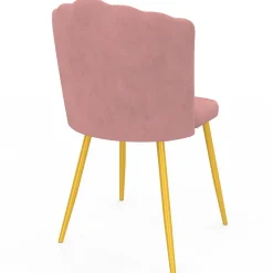 Chaises coquillage rose en velours et pieds dorés*IDMarket Outlet