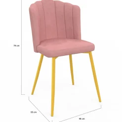 Chaises coquillage rose en velours et pieds dorés*IDMarket Outlet