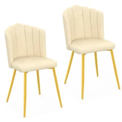 Chaises coquillages beiges en velours et pieds dorés*IDMarket Hot