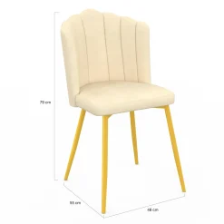 Chaises coquillages beiges en velours et pieds dorés*IDMarket Hot
