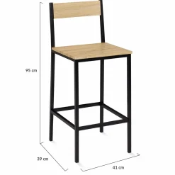 Chaises de bar industrielles métal et bois avec dossier x4*IDMarket Clearance