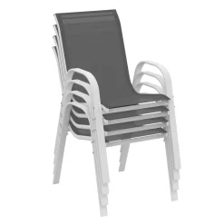 Chaises de jardin empilables blanc et gris : lot de 4*IDMarket Online