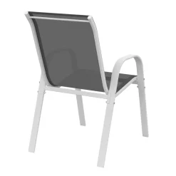 Chaises de jardin empilables blanc et gris : lot de 4*IDMarket Online