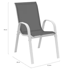 Chaises de jardin empilables blanc et gris : lot de 4*IDMarket Online