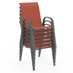 Chaises de jardin empilables terracotta - lot de 6*IDMarket New