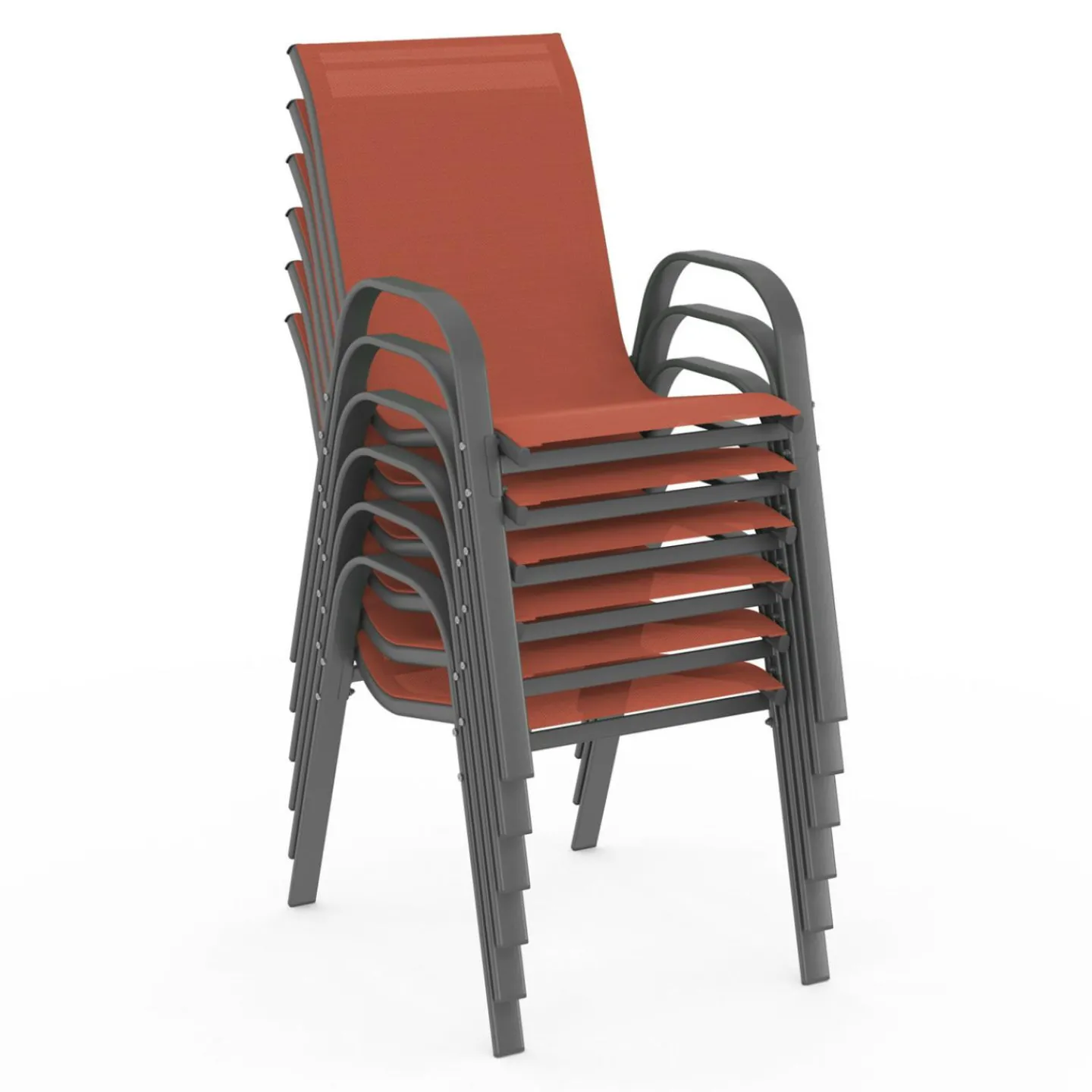 Chaises de jardin empilables terracotta - lot de 6*IDMarket New