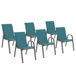 Chaises de jardin empilables bleu canard : lot de 6*IDMarket Best