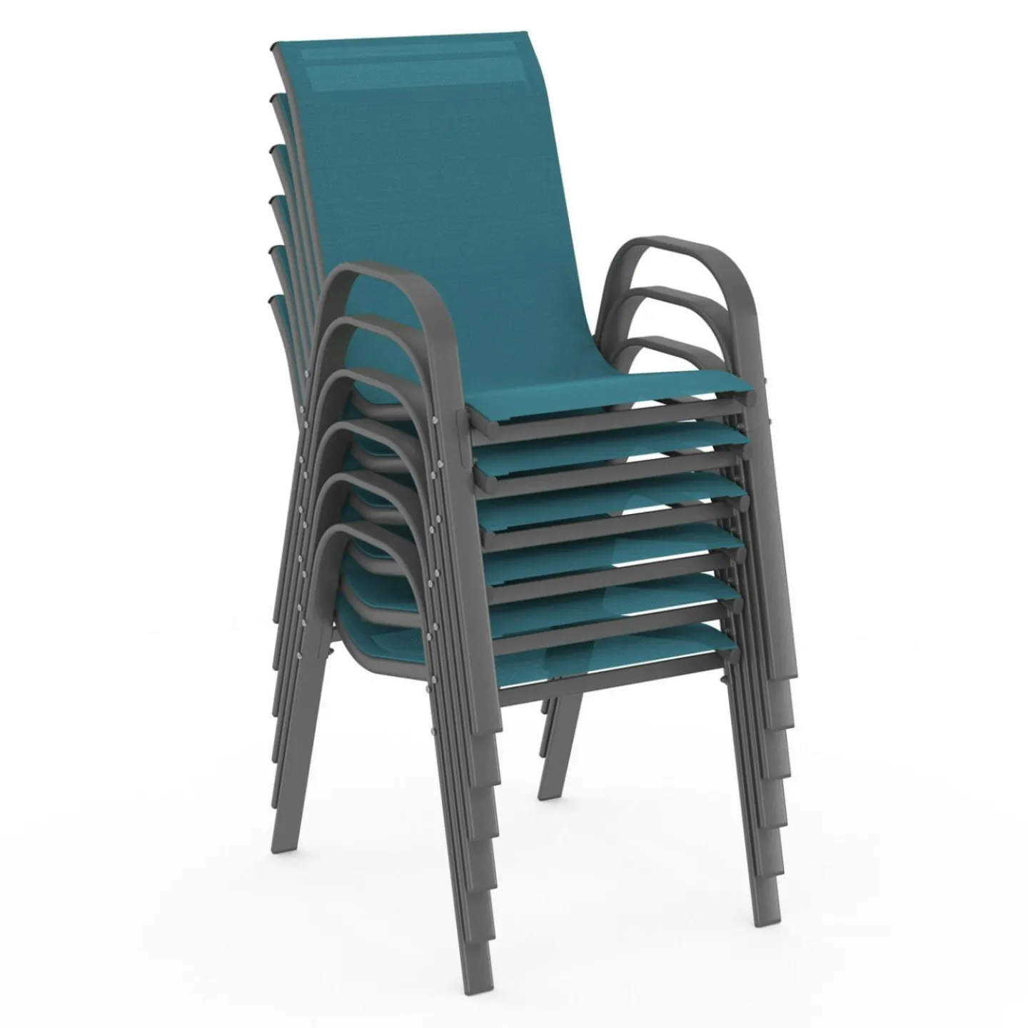 Chaises de jardin empilables bleu canard : lot de 6*IDMarket Best