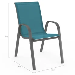 Chaises de jardin empilables bleu canard : lot de 6*IDMarket Best