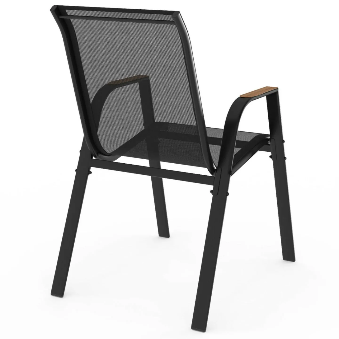 Chaises de jardin empilables noir et bois métal et textilène*IDMarket