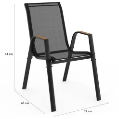 Chaises de jardin empilables noir et bois métal et textilène*IDMarket