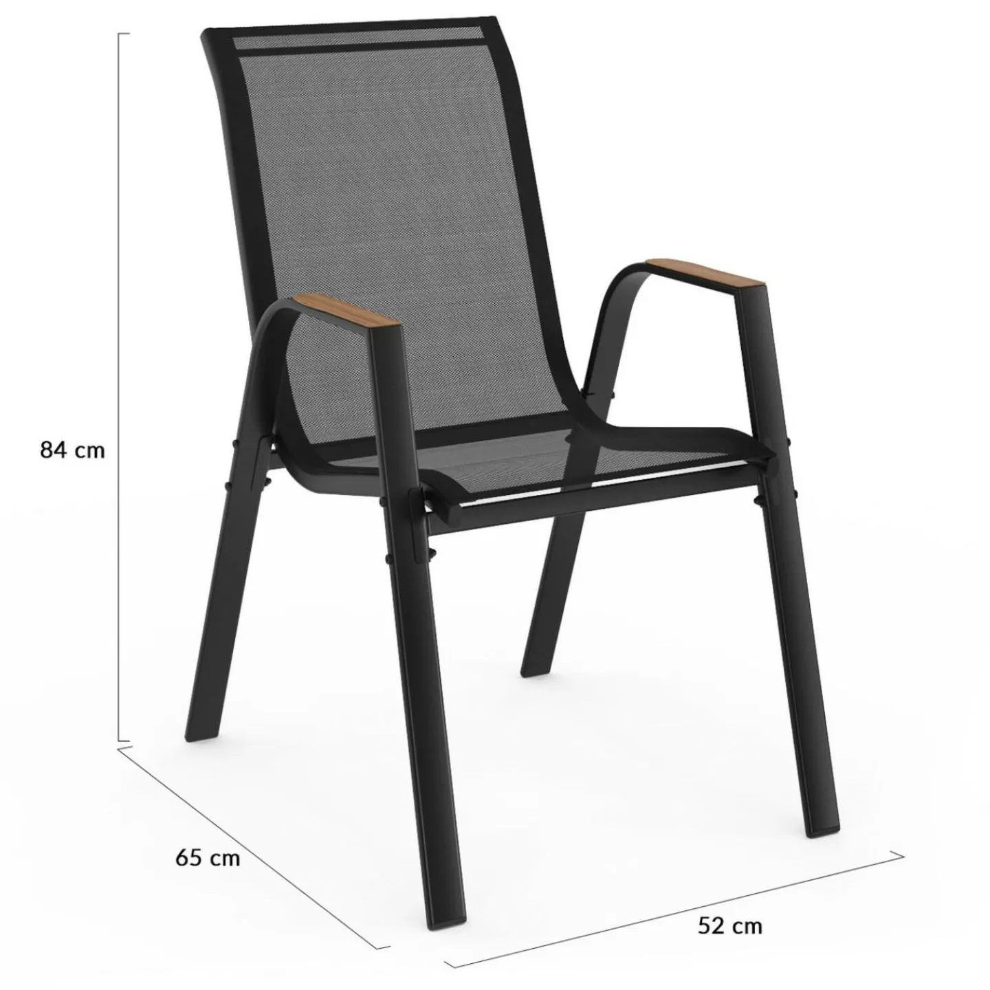 Chaises de jardin empilables noir et bois métal et textilène*IDMarket