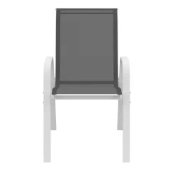 Chaises de jardin empilables blanc et gris - lot de 6*IDMarket New