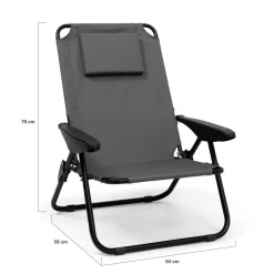 Chaises de plage pliantes gris anthracite avec dossier inclinable*IDMarket Discount