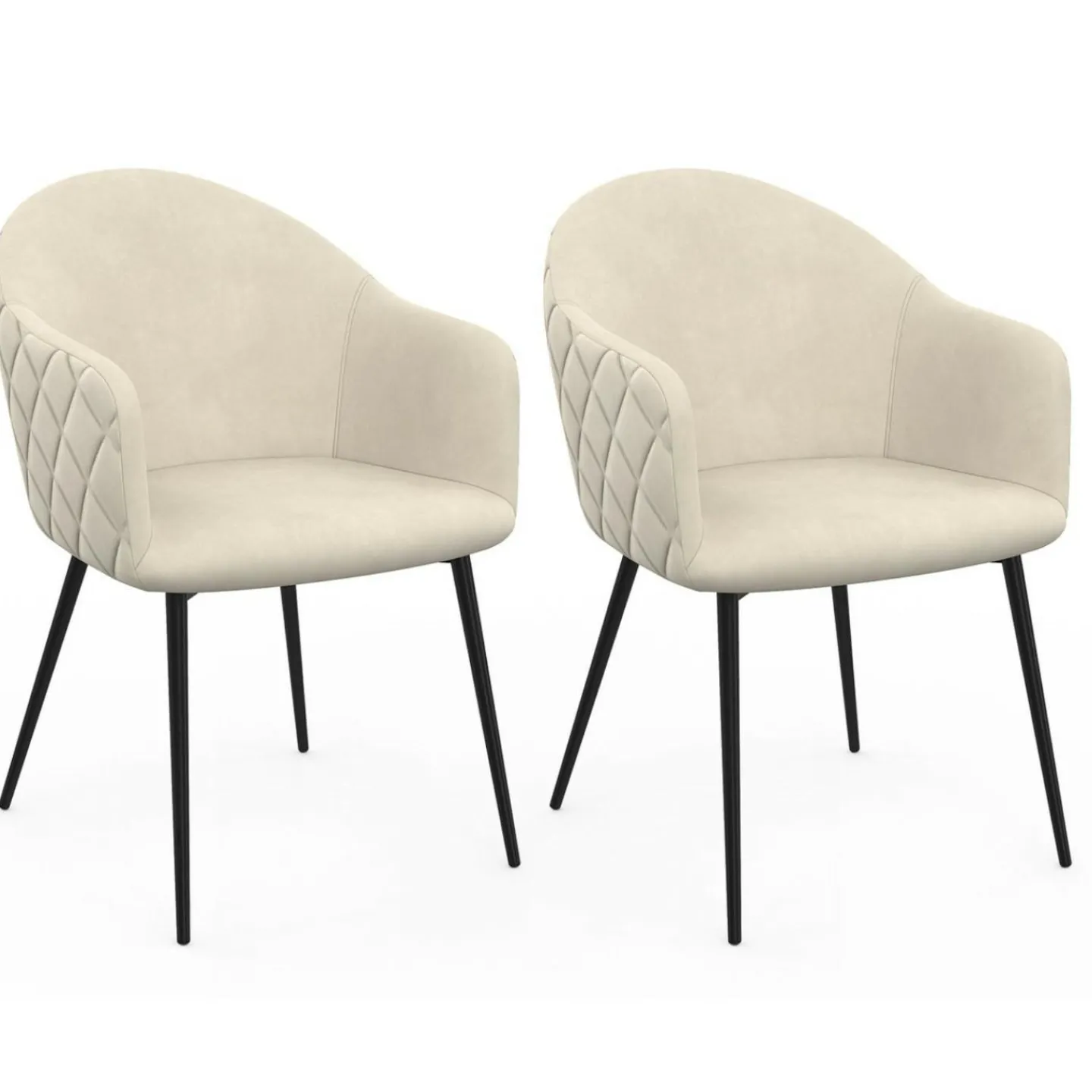 Chaises de salle à manger design en velours gaufré beige*IDMarket Best