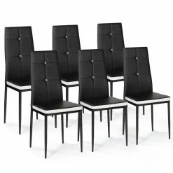 Chaises de salle à manger noires et blanches avec strass*IDMarket Hot