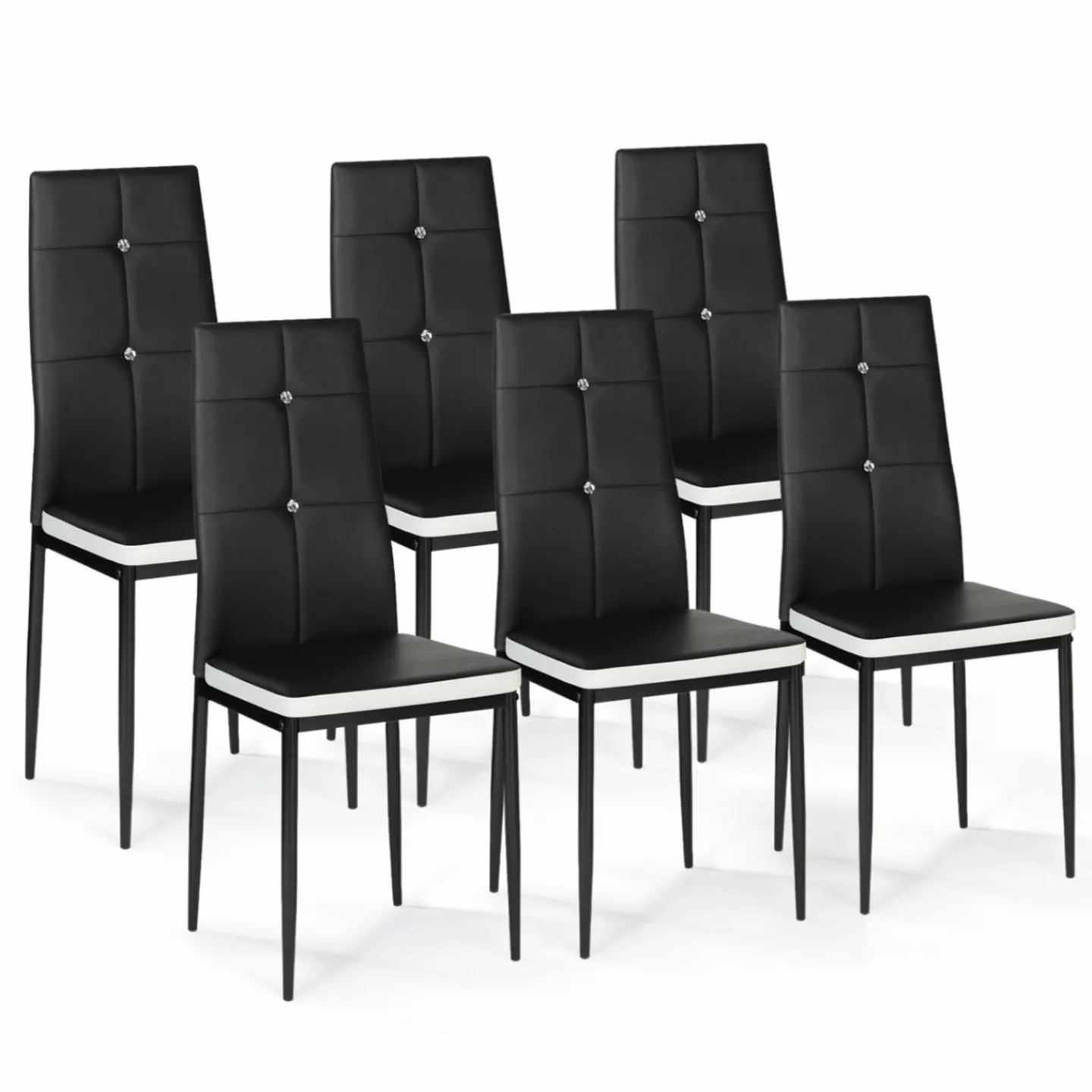 Chaises de salle à manger noires et blanches avec strass*IDMarket Hot