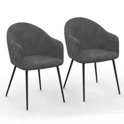 Chaises de salle à manger design en velours gris foncé*IDMarket