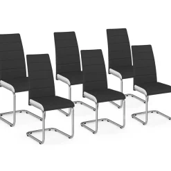 Chaises de salle à manger noires liseré blanc*IDMarket Online
