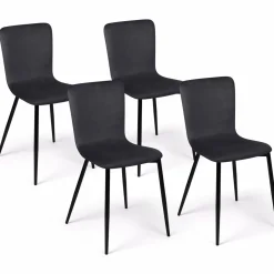Chaises design en velours gris foncé x4*IDMarket Discount
