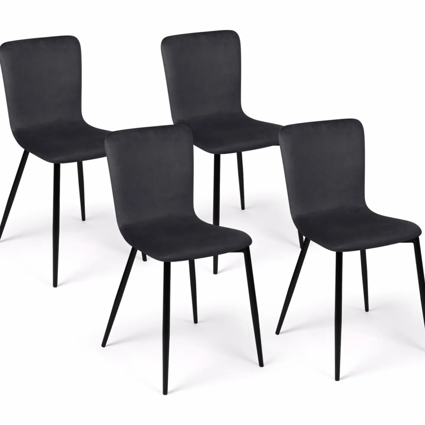 Chaises design en velours gris foncé x4*IDMarket Discount
