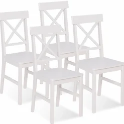 Chaises en bois blanc lot de 4*IDMarket Hot
