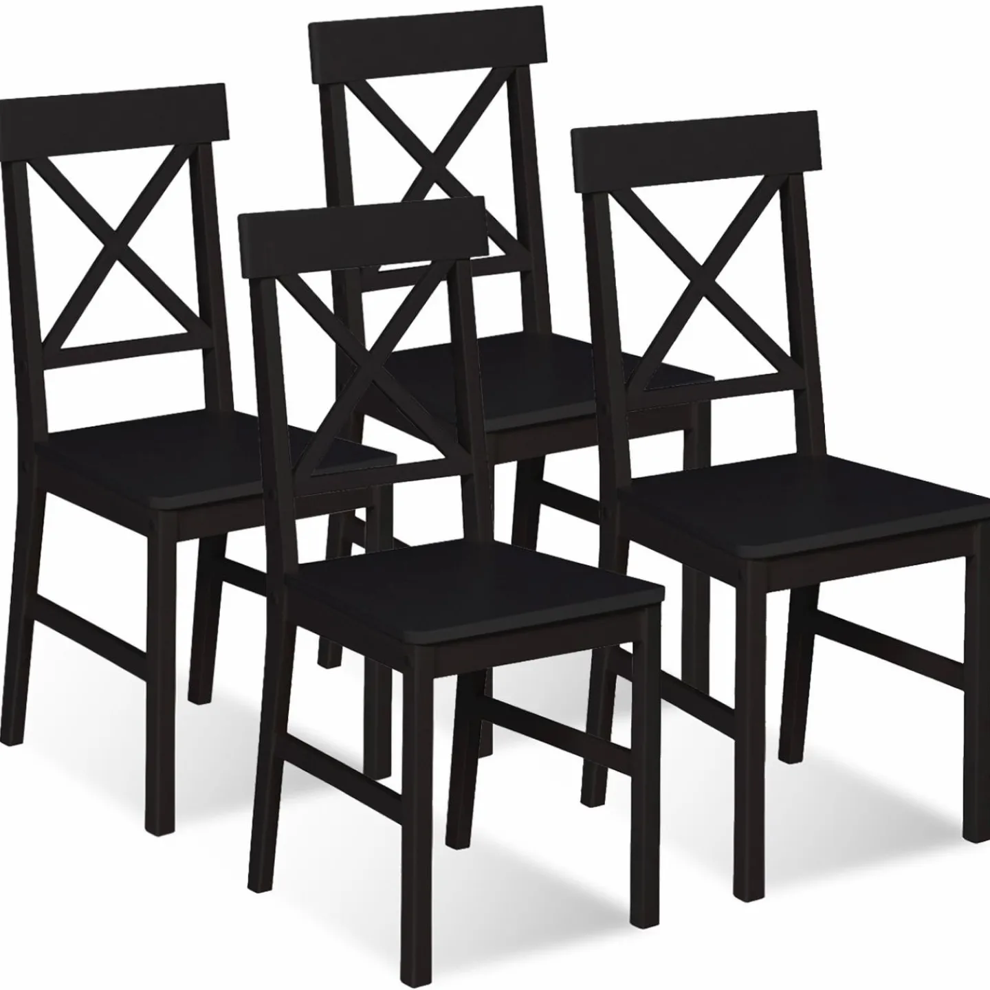 Chaises en bois noir lot de 4*IDMarket