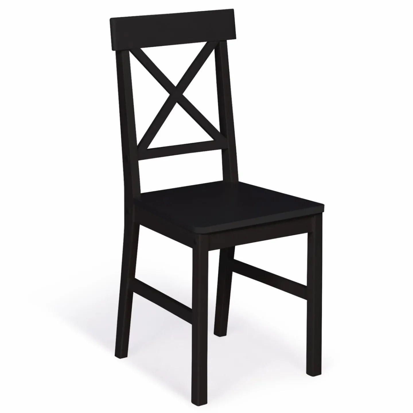 Chaises en bois noir lot de 4*IDMarket