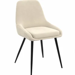 Chaises en velours beige avec demi-accoudoirs*IDMarket Best
