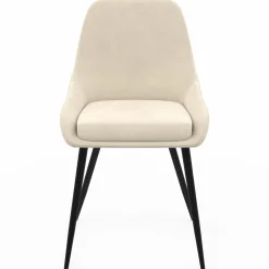 Chaises en velours beige avec demi-accoudoirs*IDMarket Best