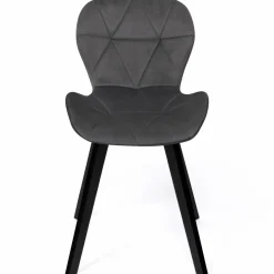 Chaises en velours matelassée bleu, gris foncé, gris clair et jaune*IDMarket Online