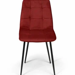 Chaises en velours mix color (bordeaux, gris et jaune) : lot de 4*IDMarket