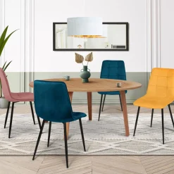 Chaises en velours mix color (bleu, jaune et rose) : lot de 4*IDMarket Discount