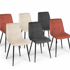 Chaises en velours multicolore terracotta, gris foncé et beige*IDMarket Best